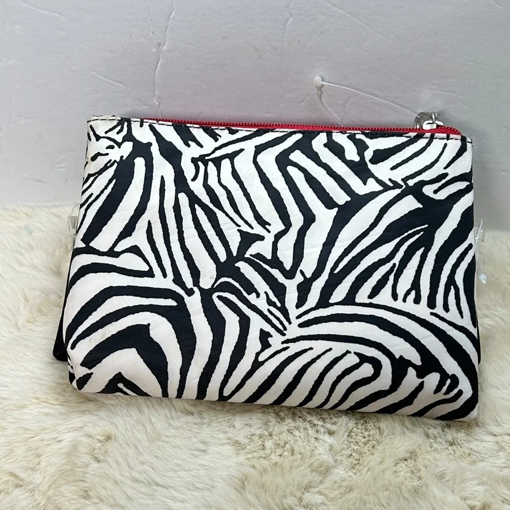 Modella 3 Piece Purse Set Zebra Print Black Bow Accent‎ Travel Organization NEW